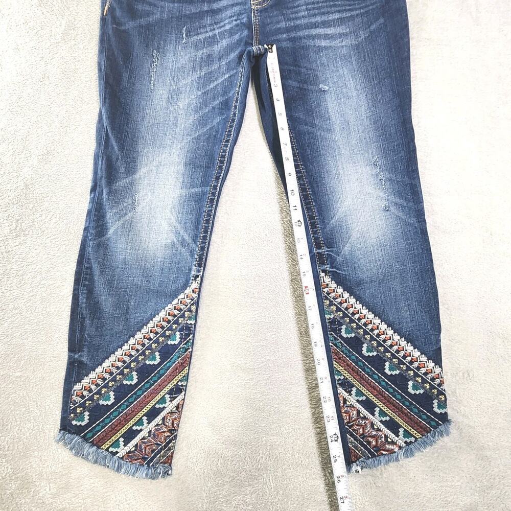 Miss Me Jeans Ankle Skinny Southwest Embroidered Stretch Medium Wash Womens 32 - Picture 9 of 14